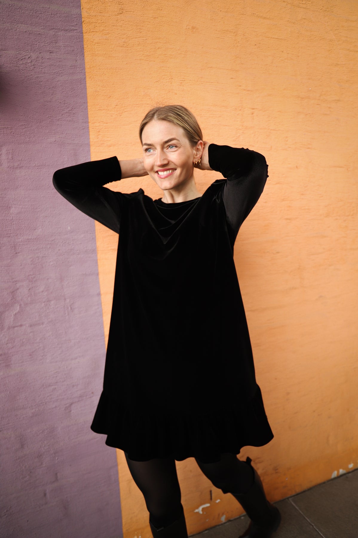 Emilie Velour Dress - Black
