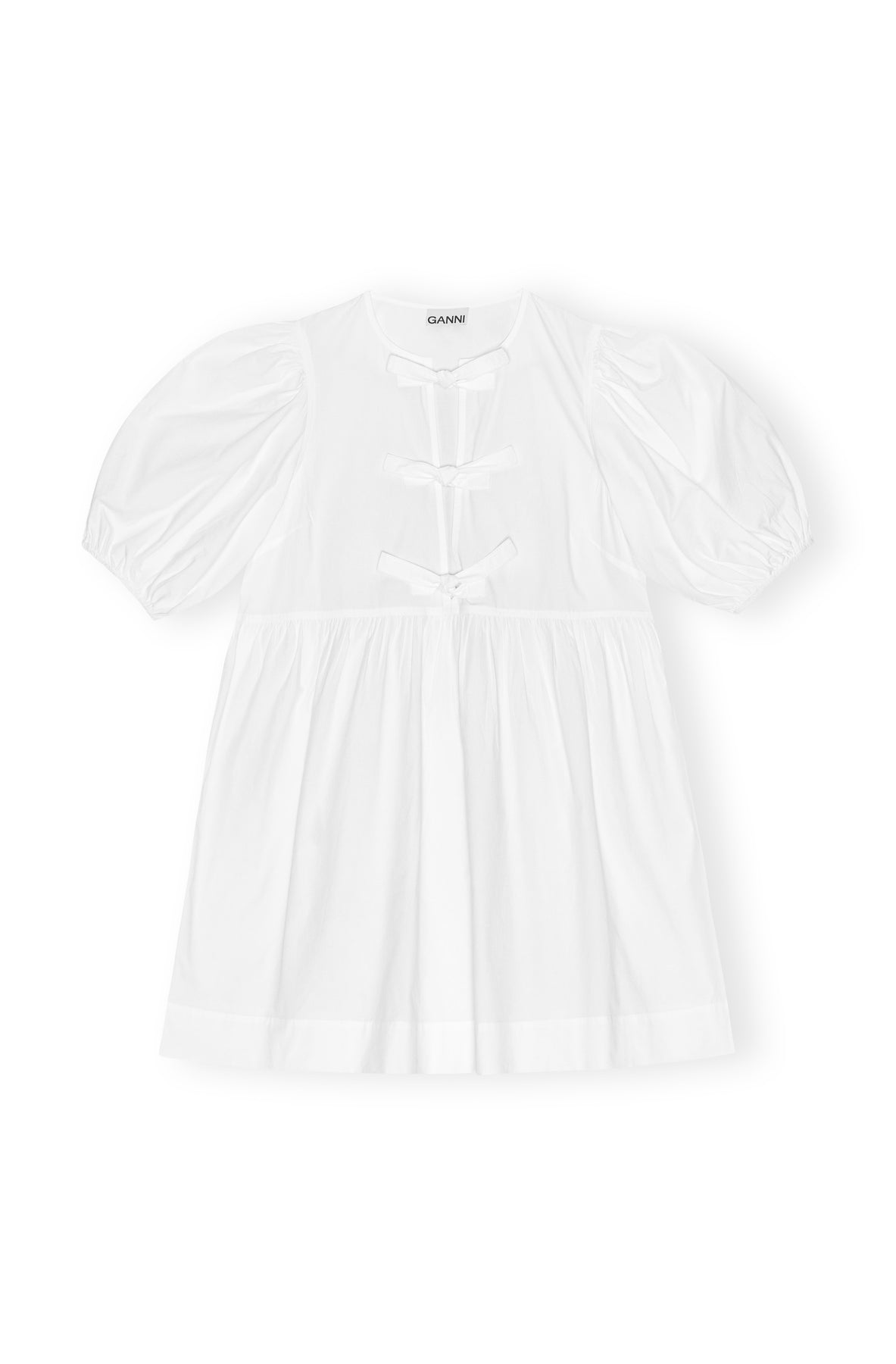 Cotton Poplin Tie String Mini Dress - Bright White