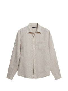 Linen Melange Ls Slim Shirt - Safari Beige