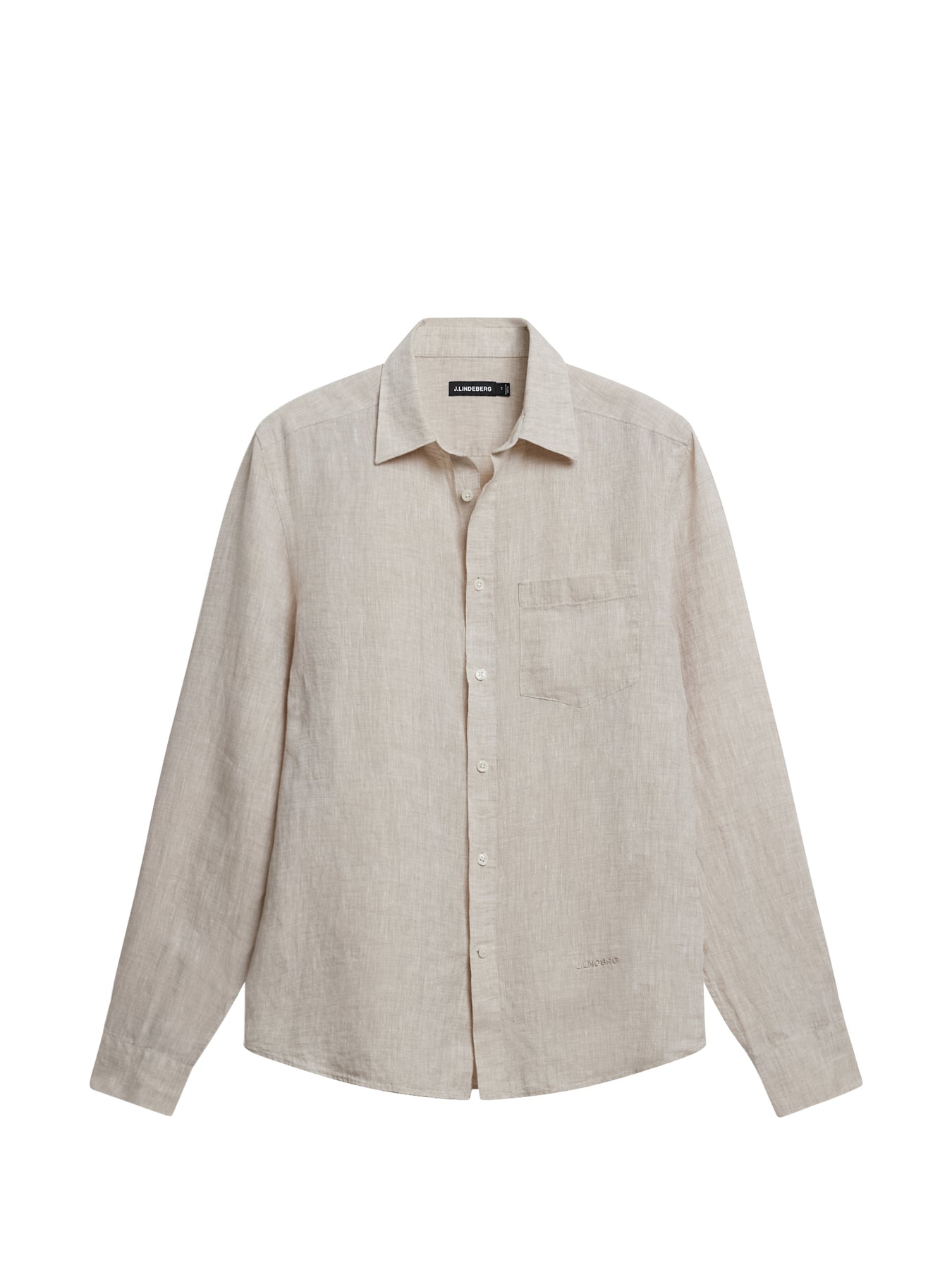 Linen Melange Ls Slim Shirt - Safari Beige