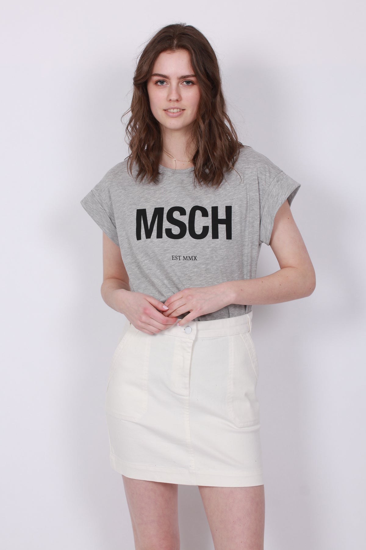 Alva MSCH STD Tee - LGM/Black - Moss Copenhagen - T-skjorter & Topper - VILLOID.no