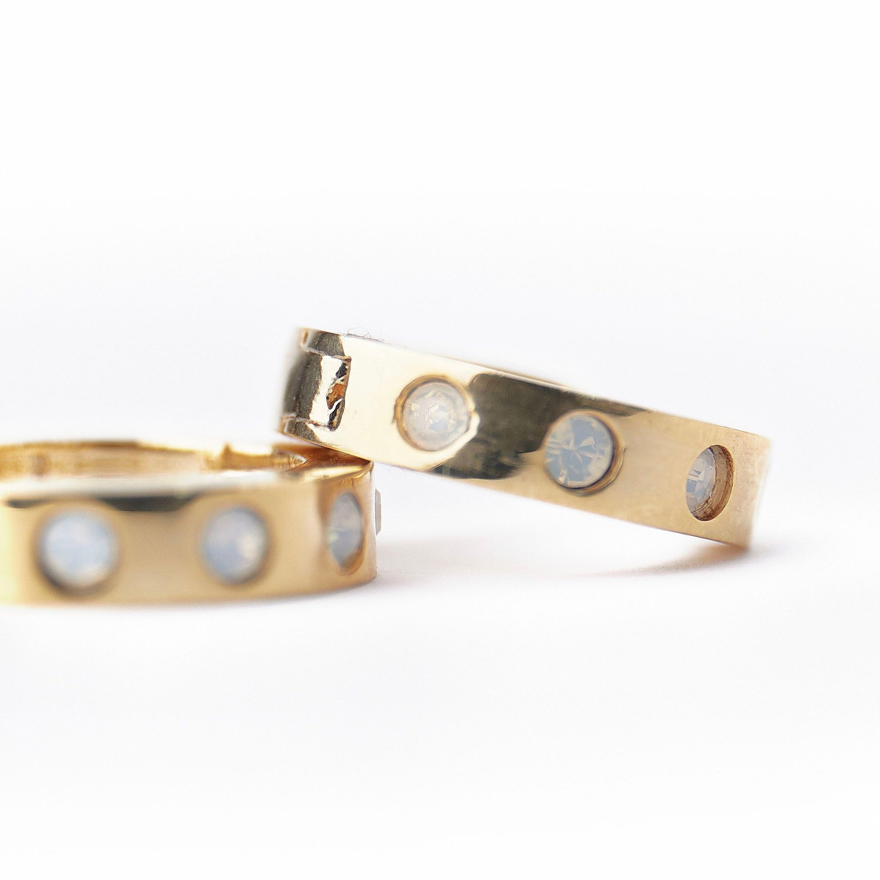 SW Stone Set Huggie Hoops CRY - Gold