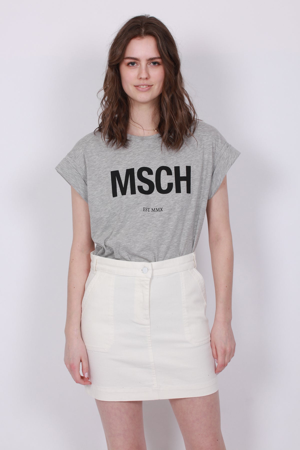 Alva MSCH STD Tee - LGM/Black - Moss Copenhagen - T-skjorter & Topper - VILLOID.no