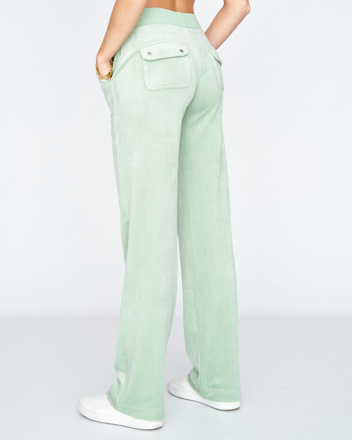 Del Ray Classic Velour Pant Pocket - Grayed Jade