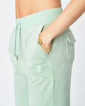 Del Ray Classic Velour Pant Pocket - Grayed Jade