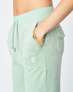 Del Ray Classic Velour Pant Pocket - Grayed Jade