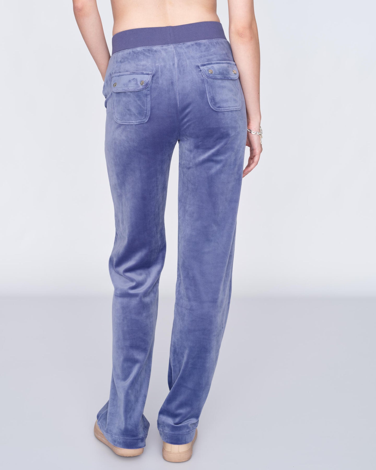 Del Ray Classic Velour Pant Pocket - Grey Blue