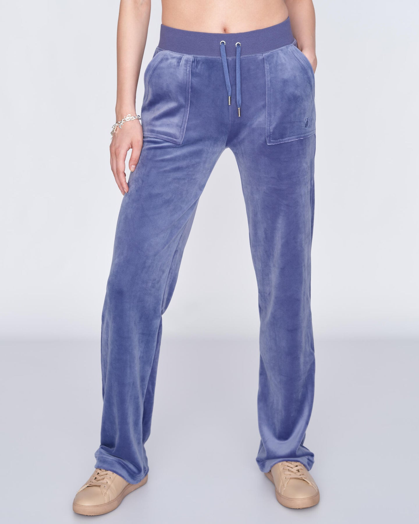Del Ray Classic Velour Pant Pocket - Grey Blue