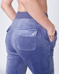 Del Ray Classic Velour Pant Pocket - Grey Blue