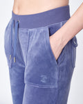 Del Ray Classic Velour Pant Pocket - Grey Blue