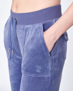 Del Ray Classic Velour Pant Pocket - Grey Blue