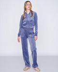 Robertson Classic Velour Zip Hoodie - Grey Blue