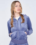 Robertson Classic Velour Zip Hoodie - Grey Blue