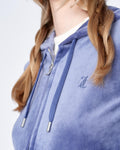 Robertson Classic Velour Zip Hoodie - Grey Blue