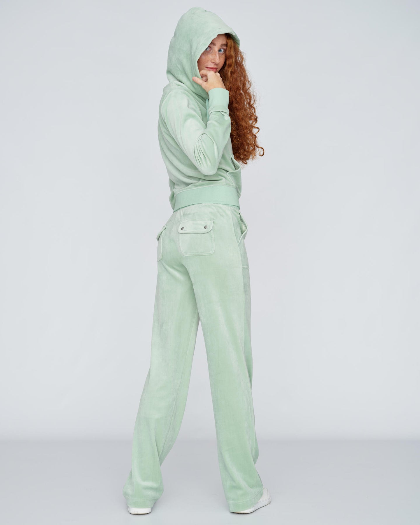 Robertson Classic Velour Zip Hoodie - Grayed Jade
