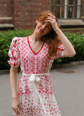 Logan Midi Dress Embrodery - Pink
