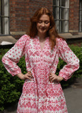 Clary Dress Short W Embrodery - Pink