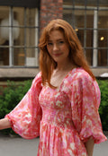 Ilona Long Dress Rayon-Silk - Pink