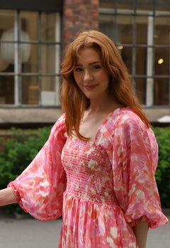Ilona Long Dress Rayon-Silk - Pink