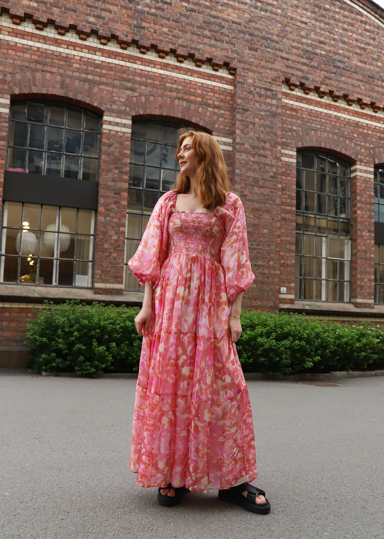 Ilona Long Dress Rayon-Silk - Pink