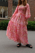 Ilona Long Dress Rayon-Silk - Pink