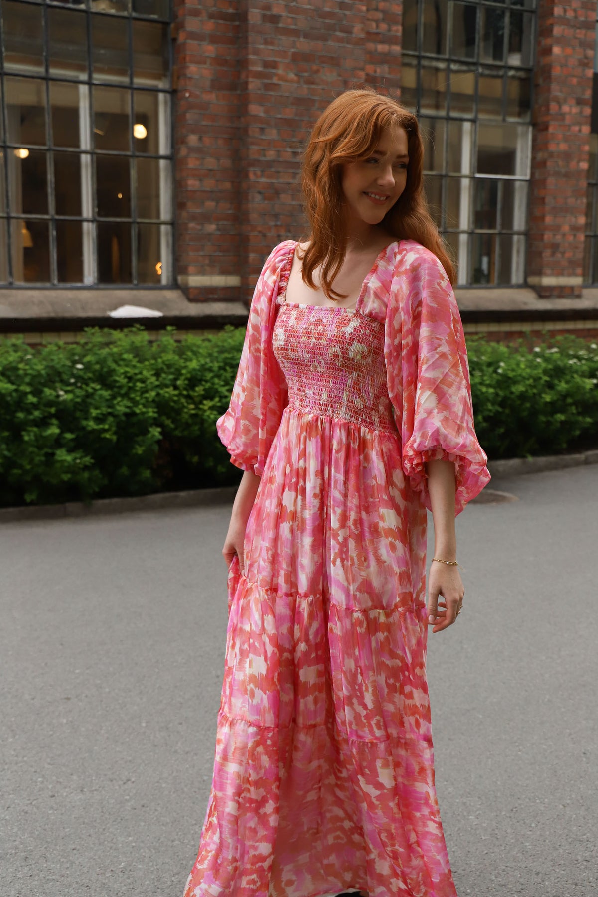Ilona Long Dress Rayon-Silk - Pink