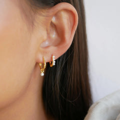 Belle Pearl Hoops - Gold