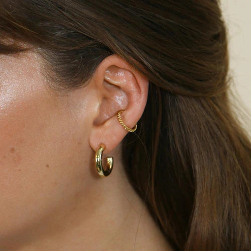 Rope Twist Single Ear Cuff - Pale Gold