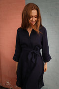 Litania Linen Dress - Navy