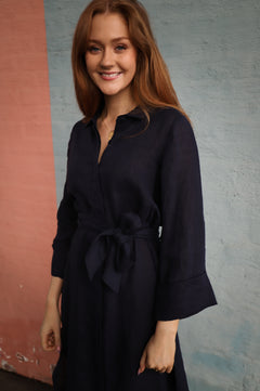 Litania Linen Dress - Navy