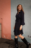 Litania Linen Dress - Navy
