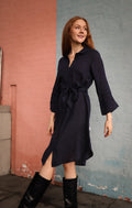 Litania Linen Dress - Navy