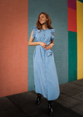 Pauline Long Denim Dress - Blue Denim