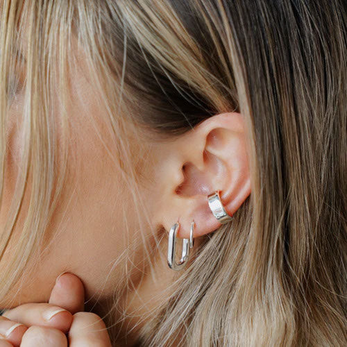 Chunky Oval Hoop - Silver