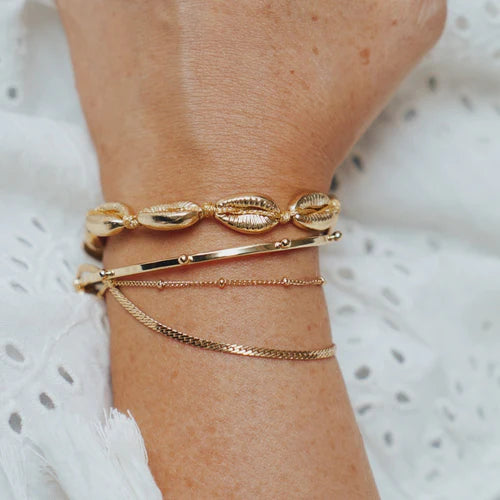 Satellite And Flat Curb Chain - Guld