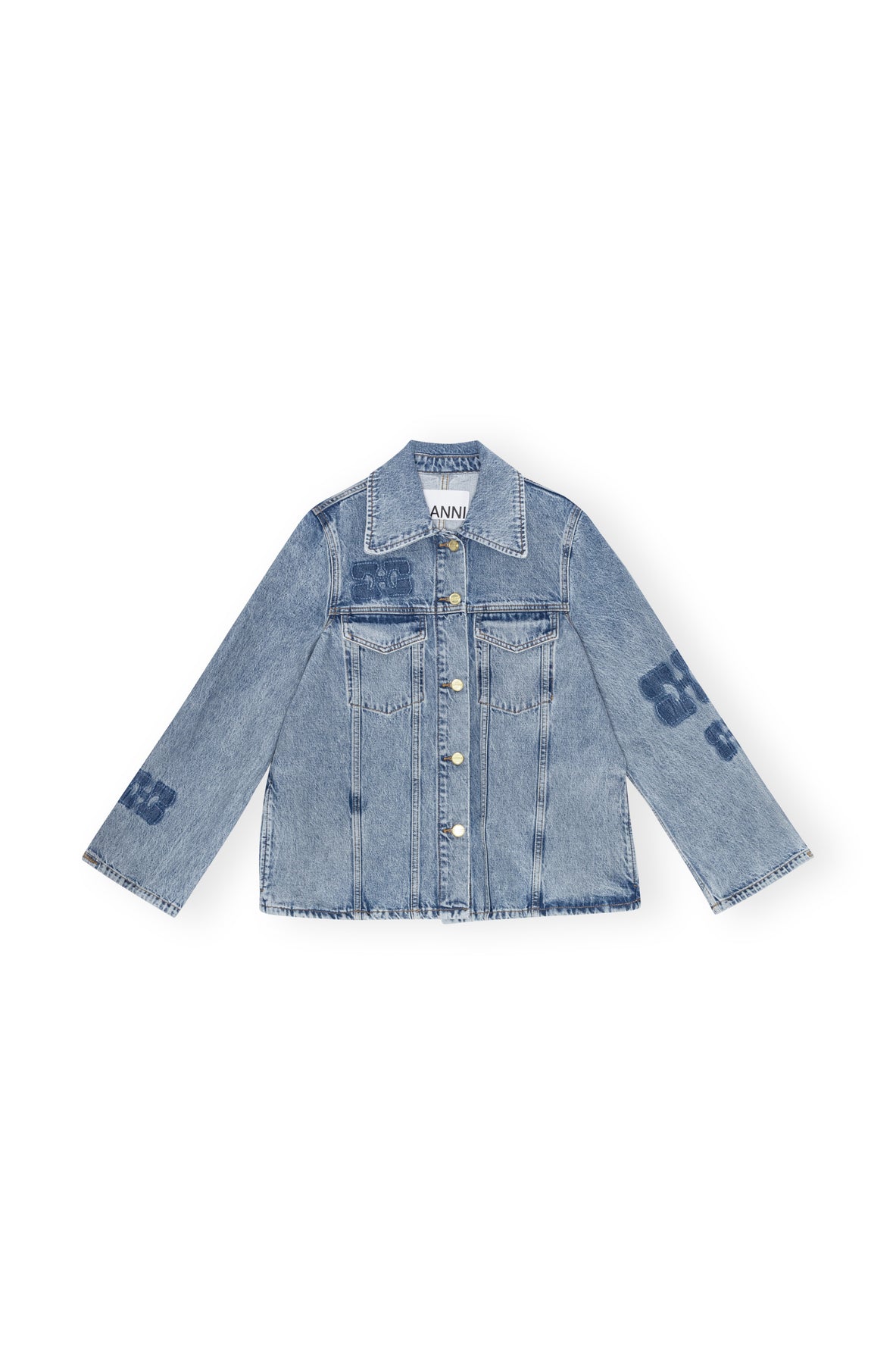 Patch Denim Jacket - Mid Blue Sone