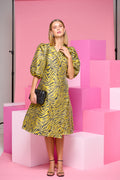 Jessa Wrap Dress - Blk/Yellow Mix
