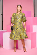 Jessa Wrap Dress - Blk/Yellow Mix