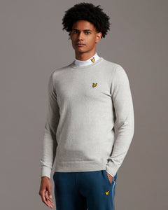 Cotton Merino Crew Jumper - Light Grey Marl