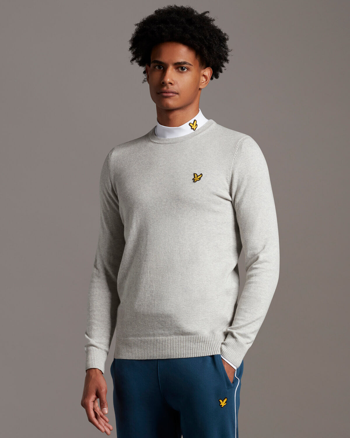 Cotton Merino Crew Jumper - Light Grey Marl