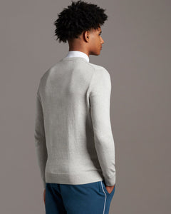 Cotton Merino Crew Jumper - Light Grey Marl