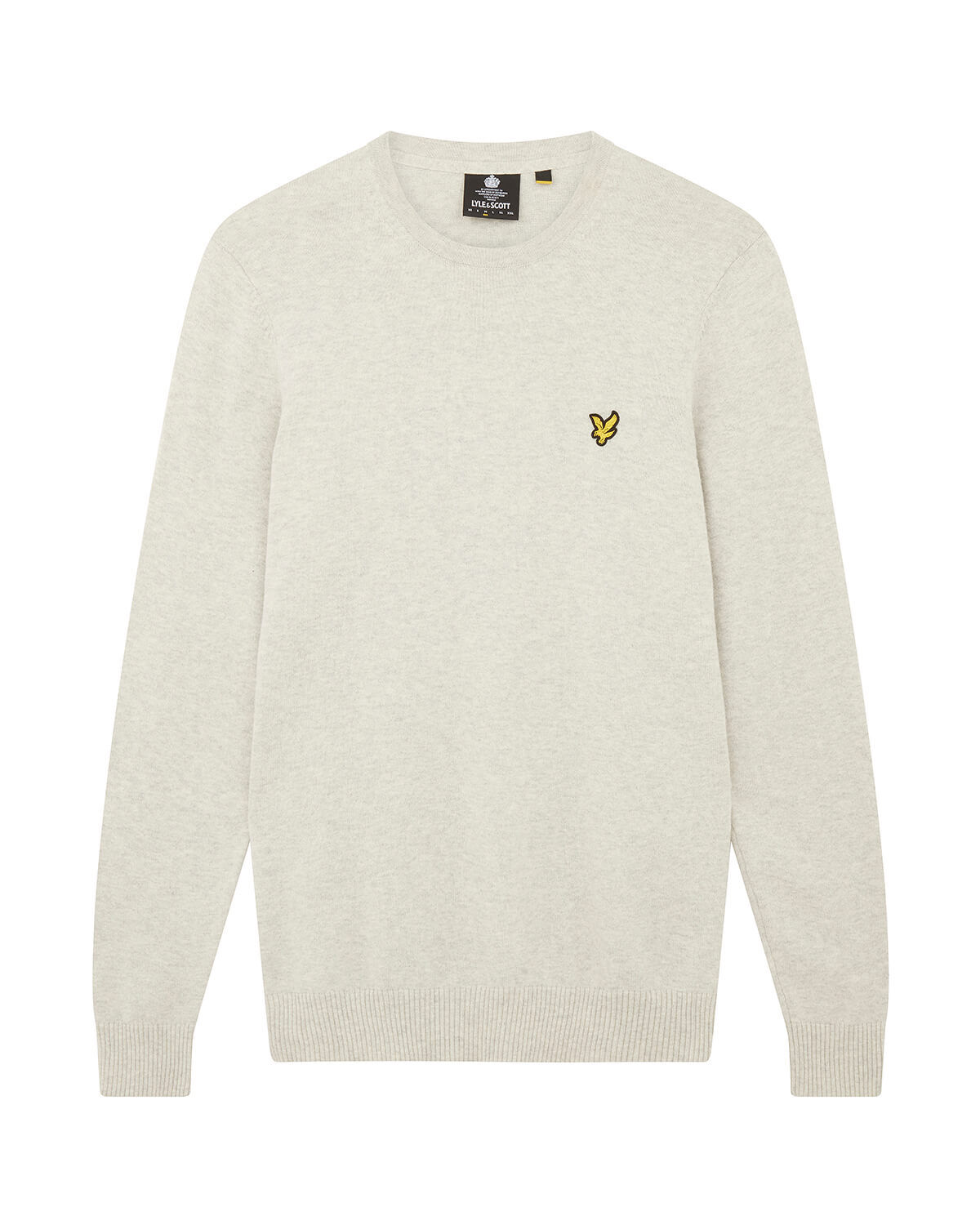 Cotton Merino Crew Jumper - Light Grey Marl