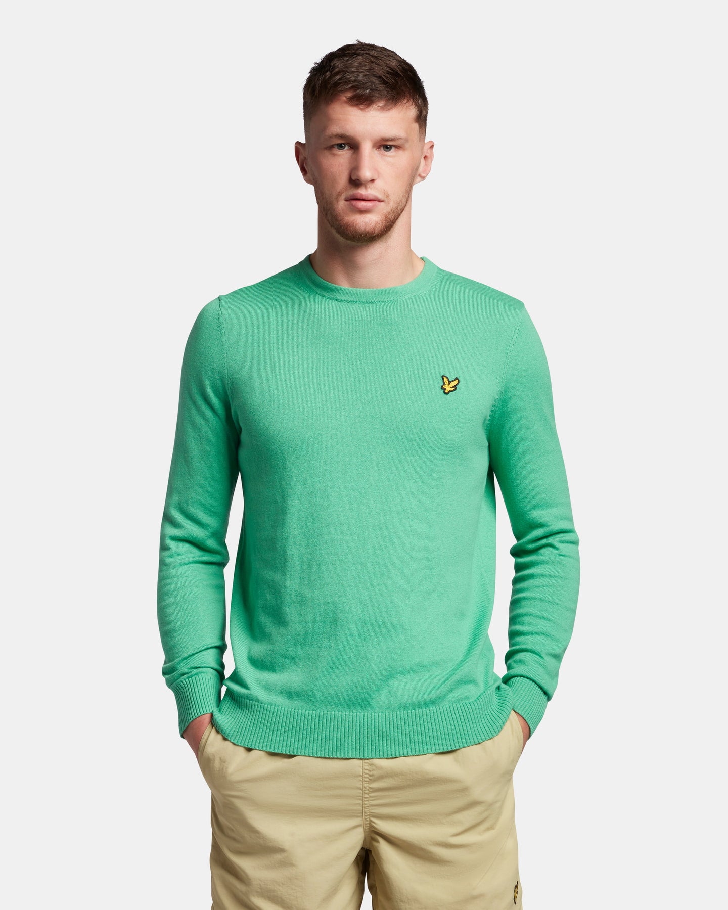 Cotton Merino Crew Jumper - Green Glaze