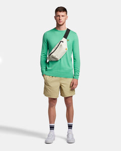 Cotton Merino Crew Jumper - Green Glaze