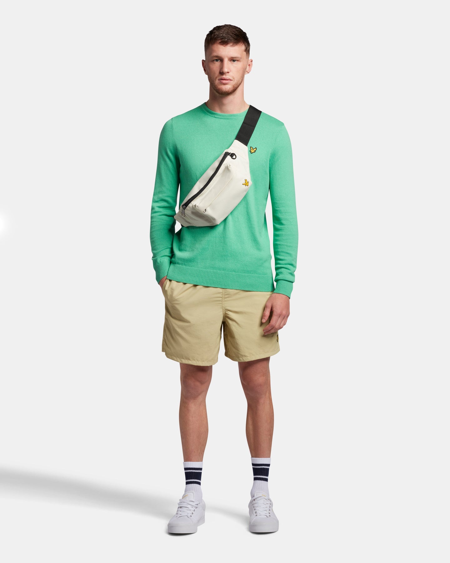 Cotton Merino Crew Jumper - Green Glaze