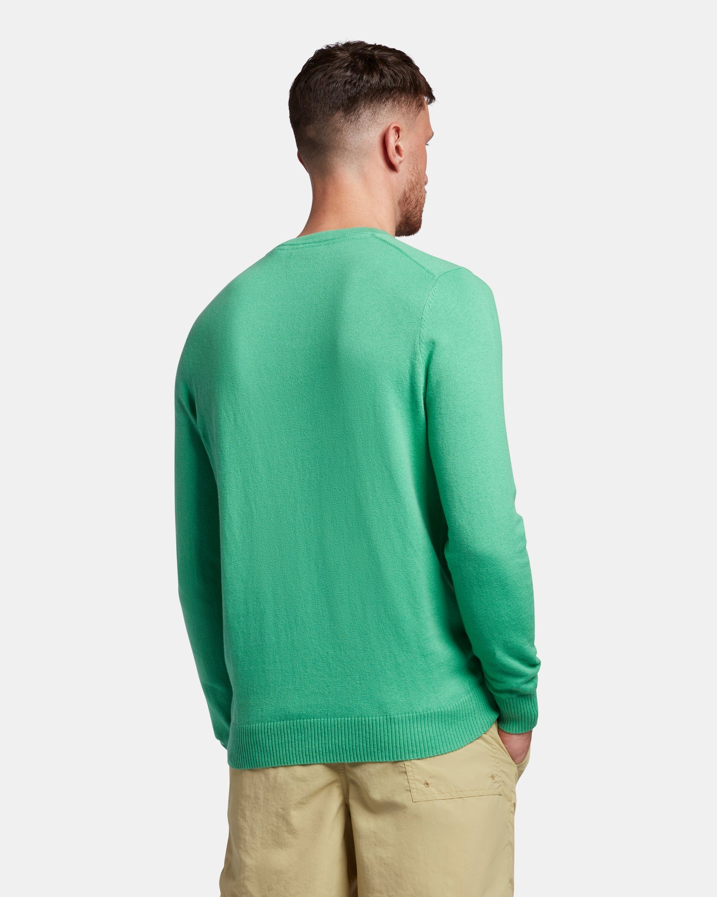 Cotton Merino Crew Jumper - Green Glaze