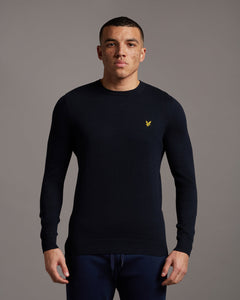 Cotton Merino Crew Jumper - Dark Navy