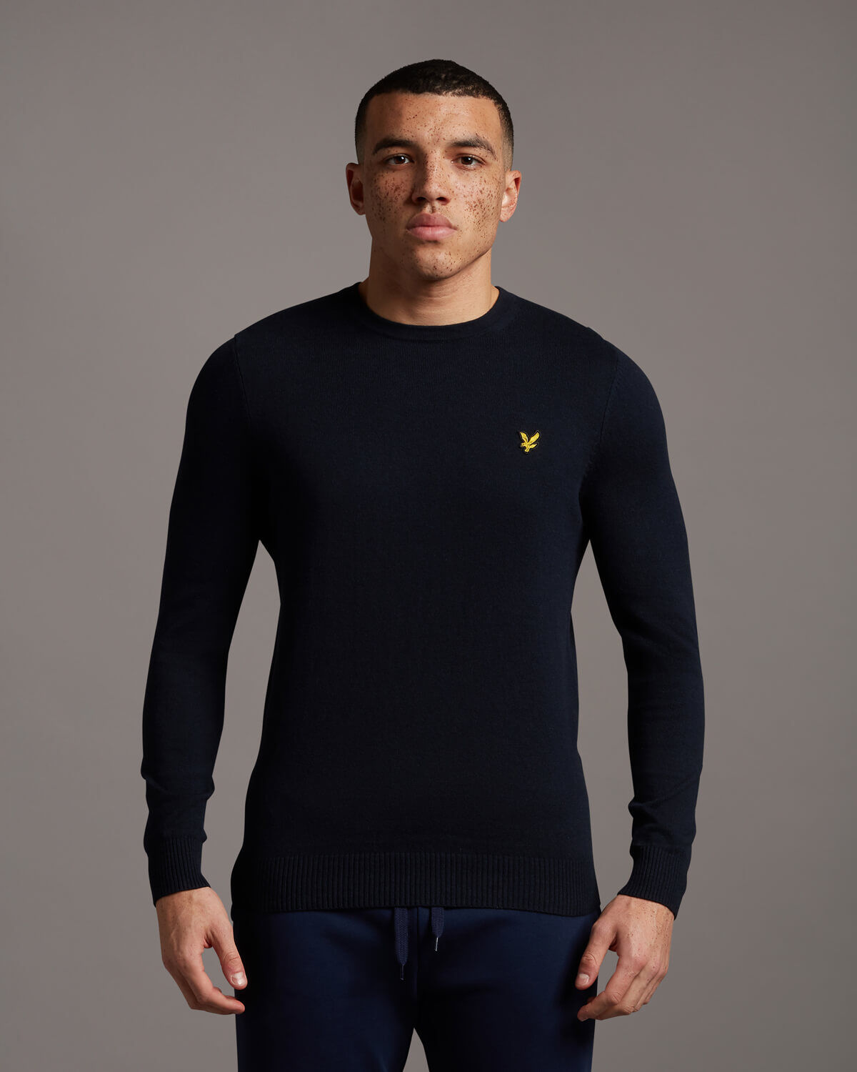 Cotton Merino Crew Jumper - Dark Navy