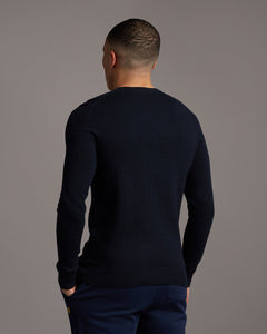 Cotton Merino Crew Jumper - Dark Navy