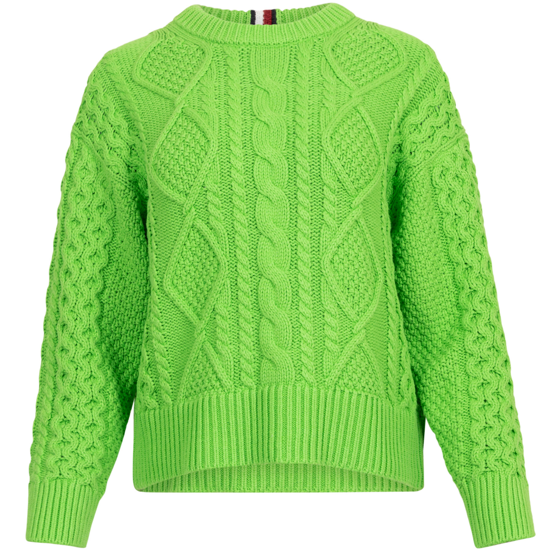 Cable Boyfriend C-Nk Sweater - Spring Lime